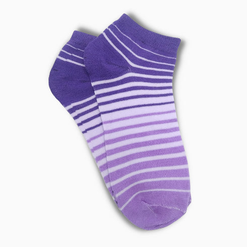 Women's Short Ankle Socks With Purple Stripes